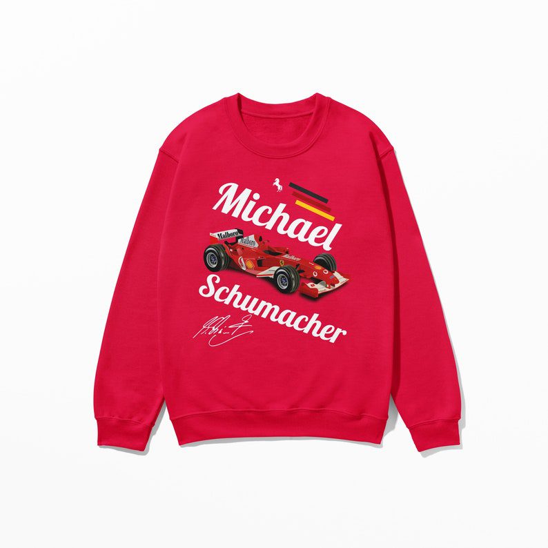 Schumacher-Inspired-Sweatshirt-German-Racing-Legend-Merch-Vintage-Motorsport-Fan-Sweatshirt Schumacher Inspired Sweatshirt German Racing Legend Merch Vintage Motorsport Fan Sweatshirt